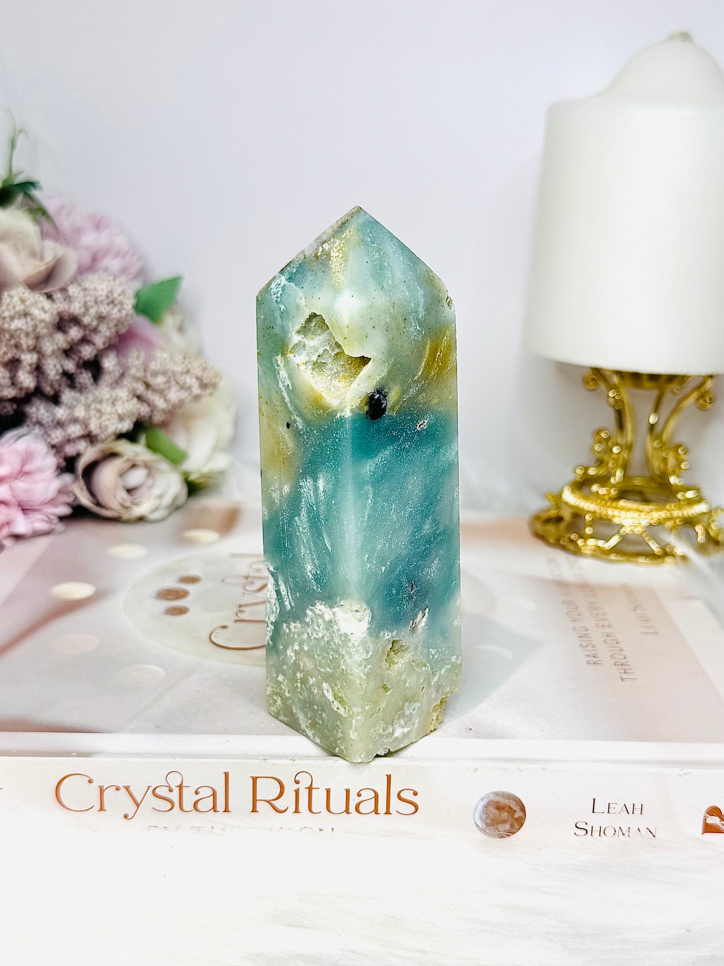 Blue Sky Stone Quartz Druzy Tower 11cm