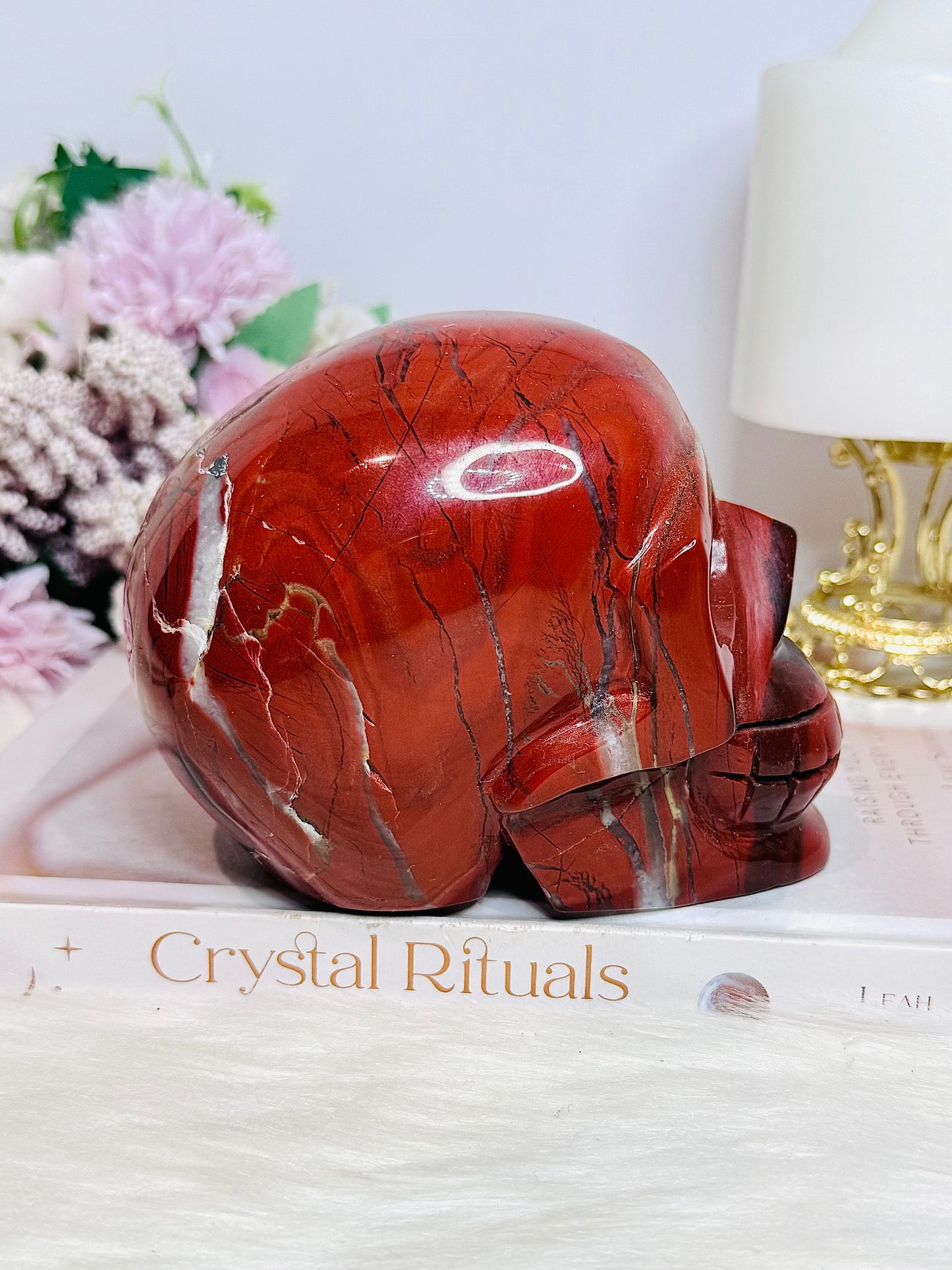 Red Jasper Large Carved Skull 13cm 1.43KG