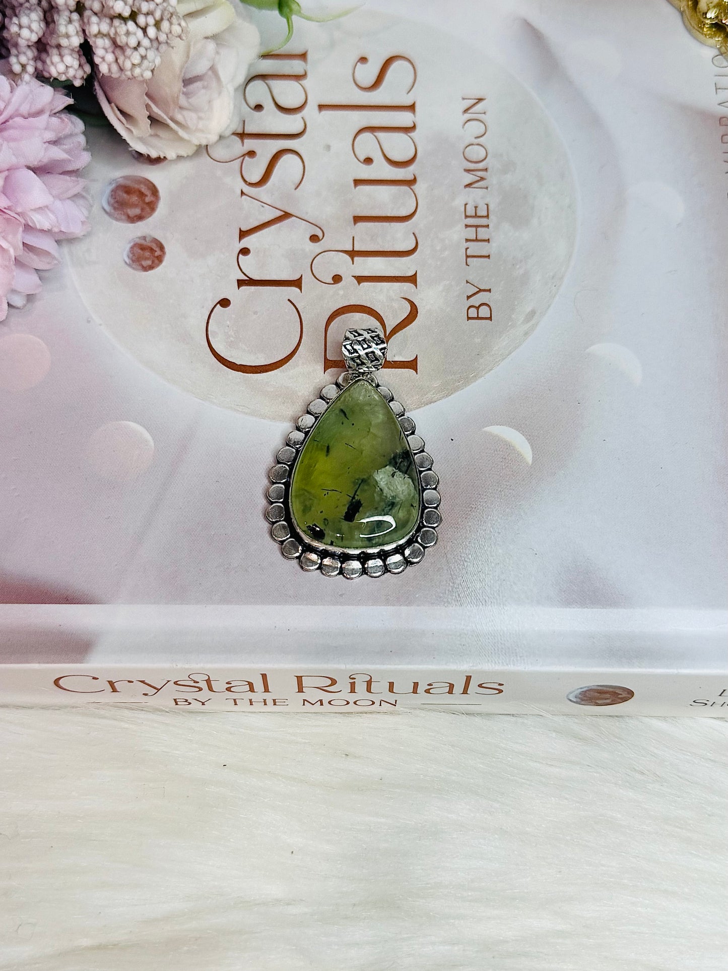 Gorgeous Large Prehnite Pendant In Gift Bag