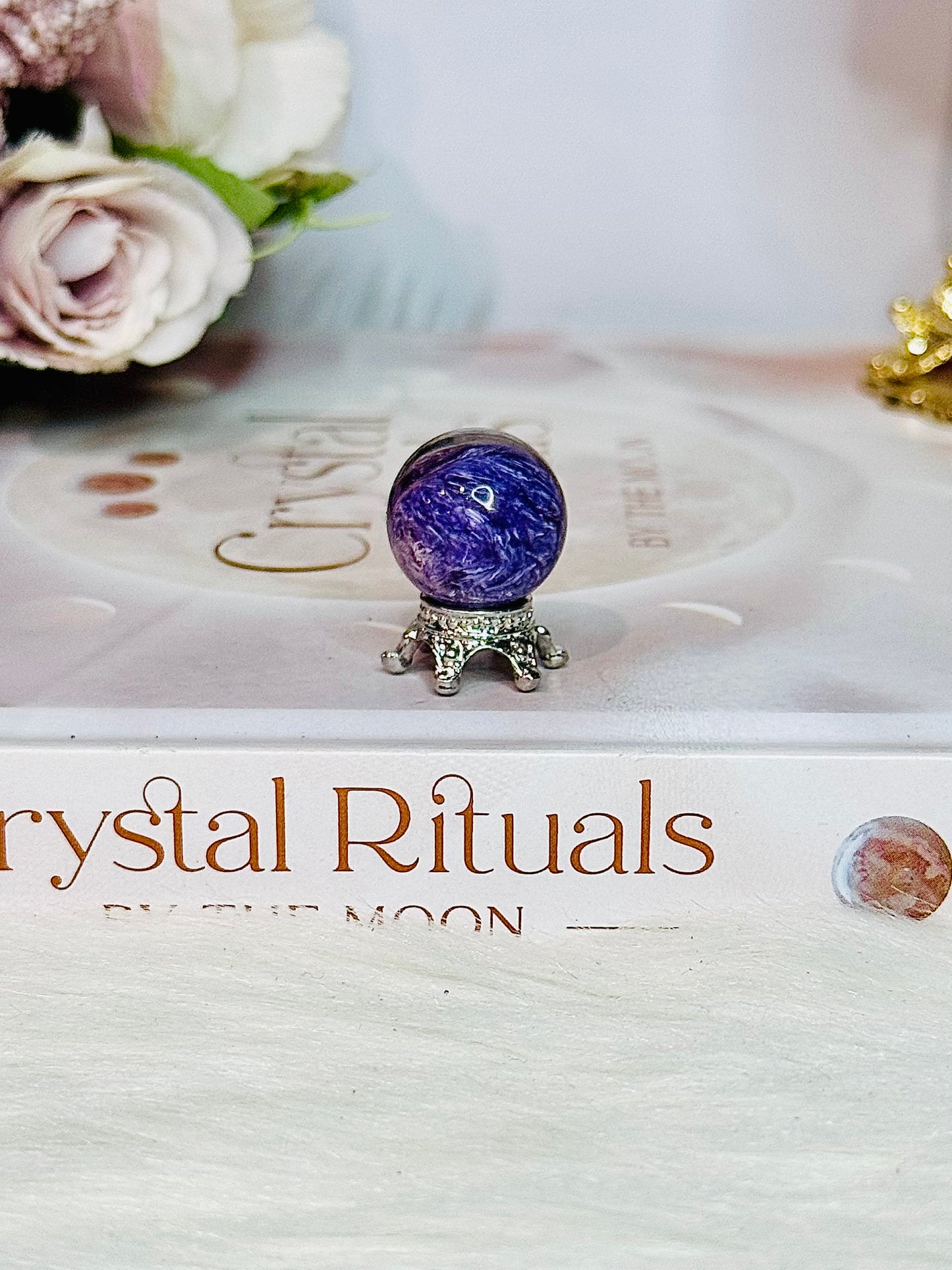 Beautiful Small Charoite Sphere on Stand