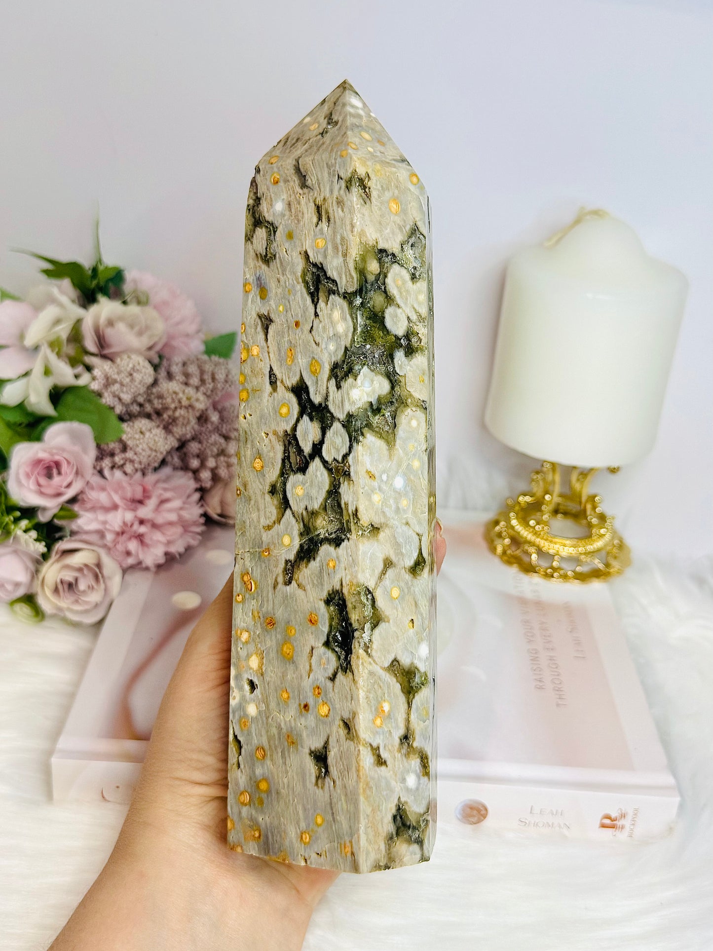 Large Ocean Jasper Druzy Tower 21.5cm 971g