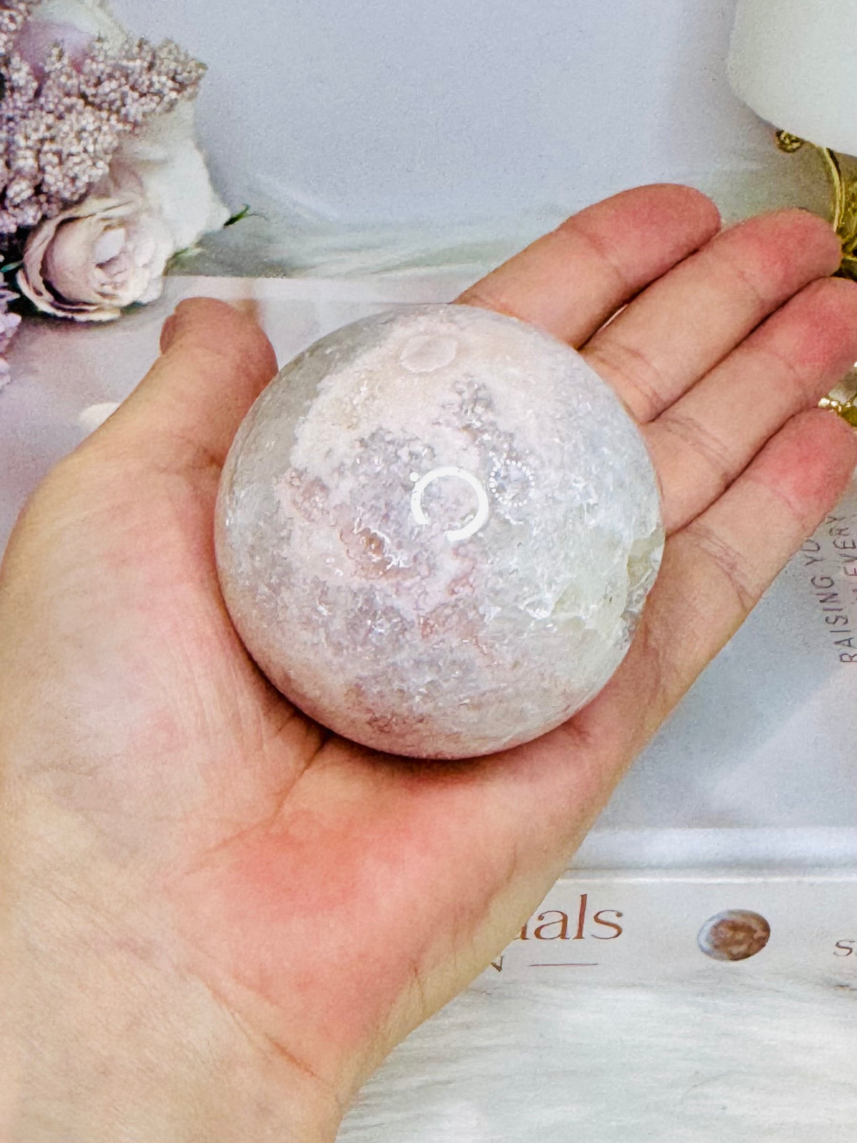Druzy Pink Amethyst Sphere on Stand 285g
