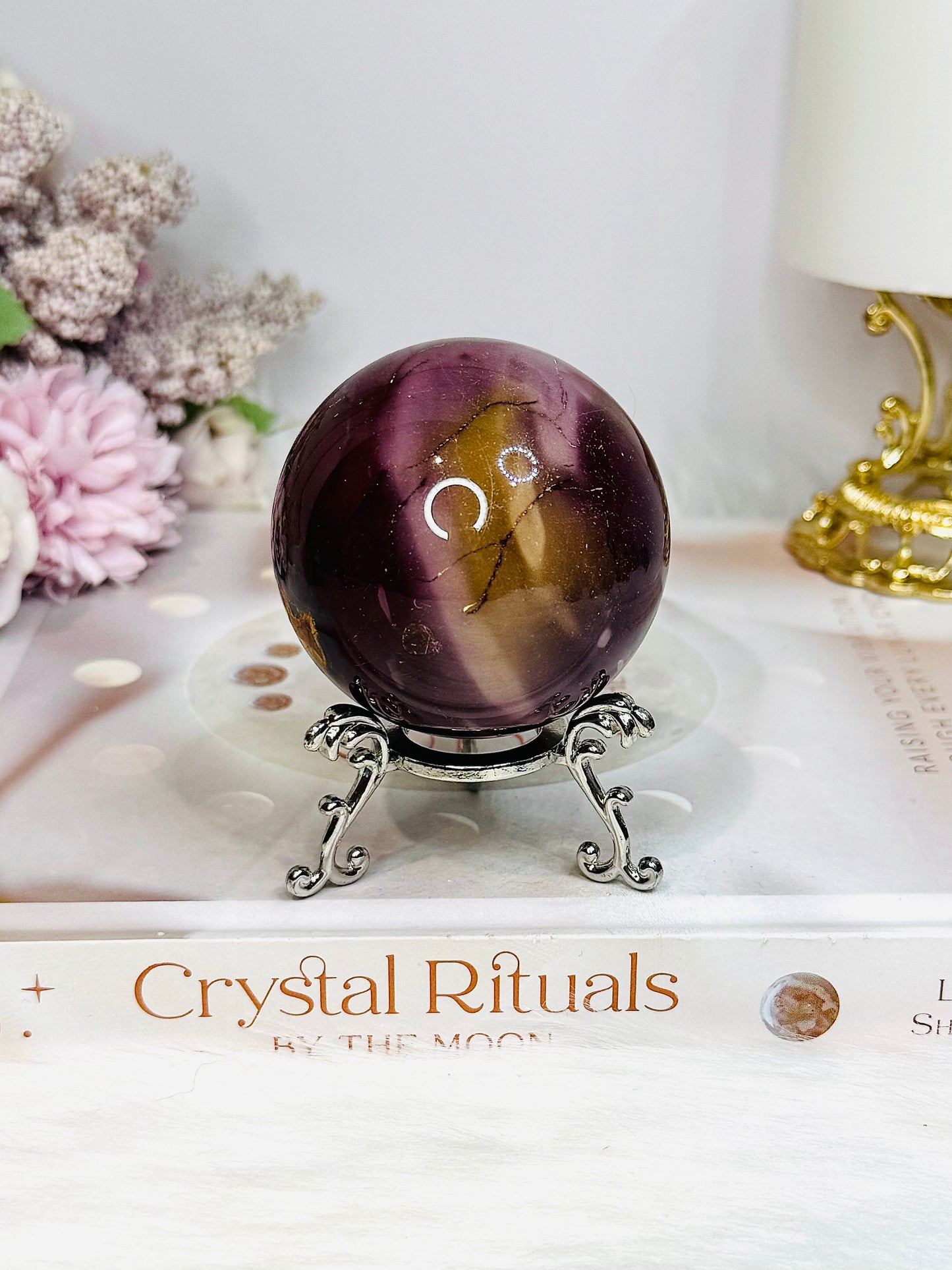 High Grade Mookaite Jasper Sphere On Stand 250g