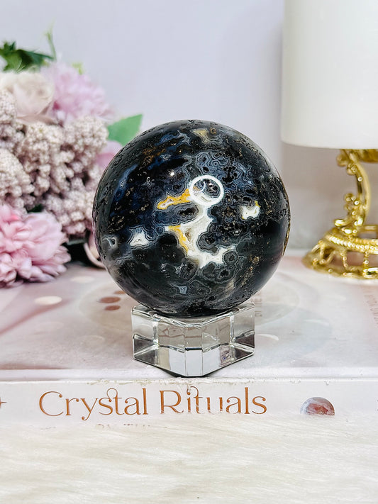 Druzy Agate Sphere On Stand 423g