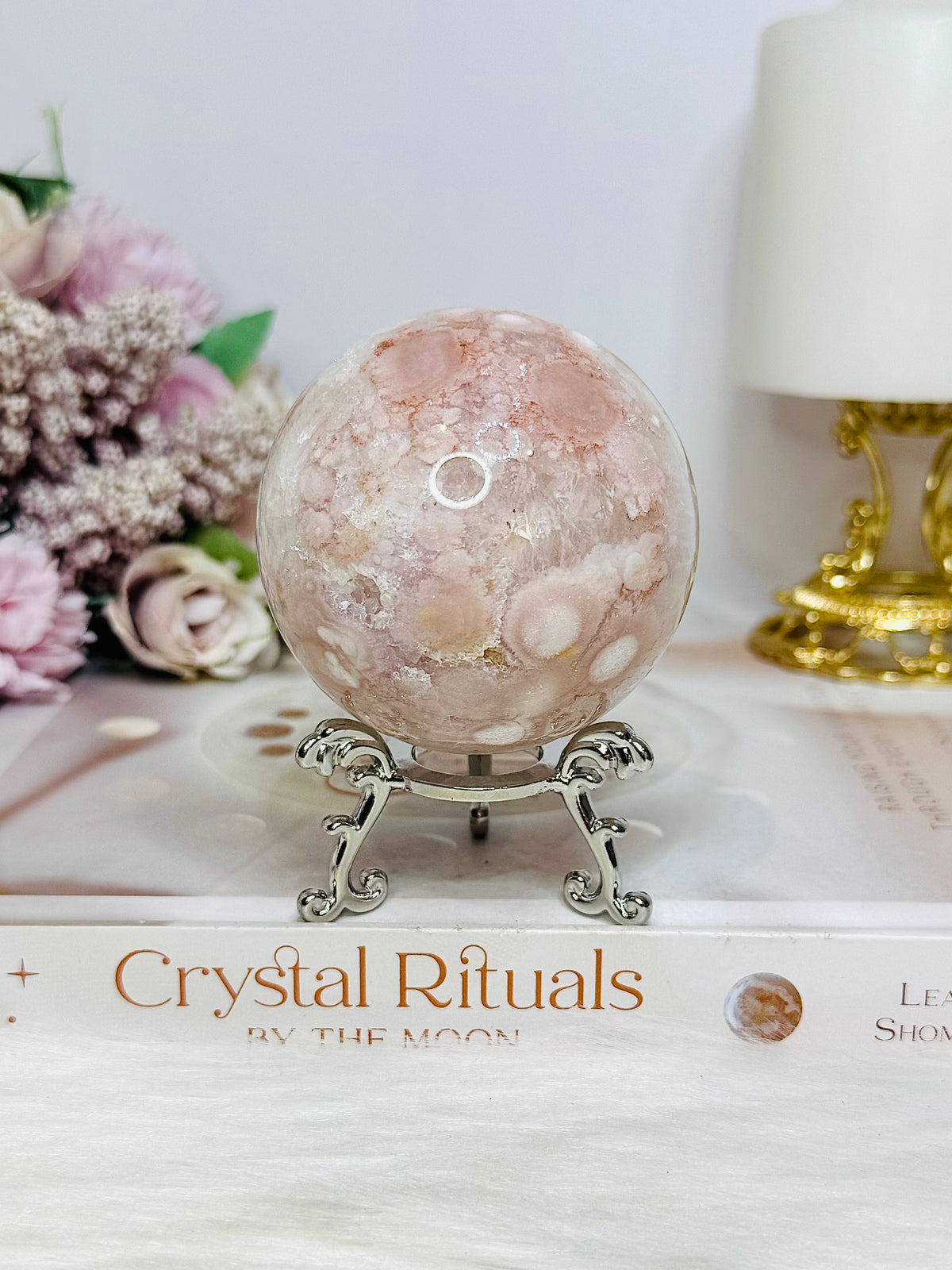 Pink Amethyst Druzy Sphere on Stand 362g