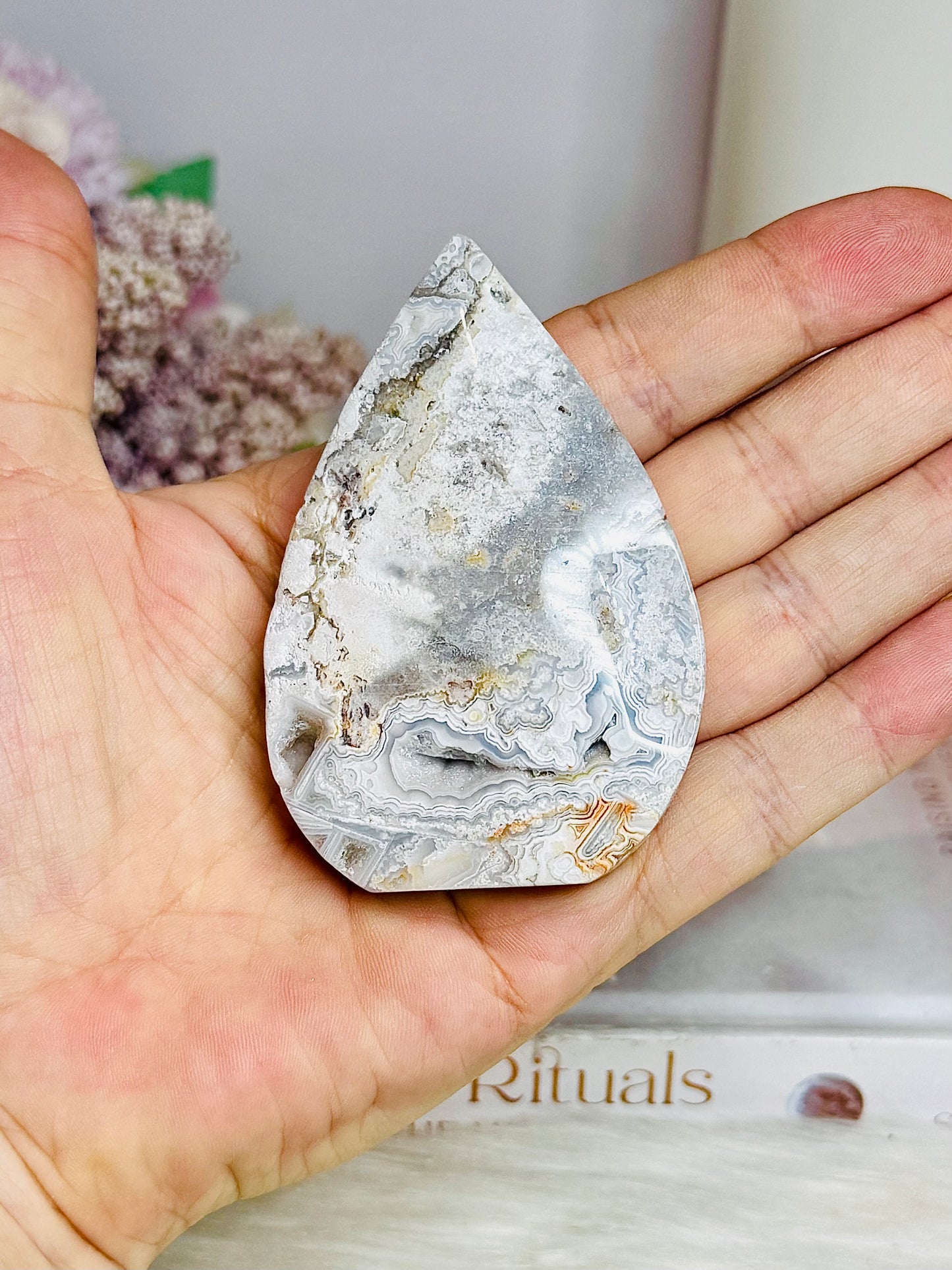 Mexican Lace Agate Druzy Freeform | Flame 7.5cm