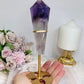 High Grade Phantom Amethyst Point | Obelisk on Gold Stand 20cm