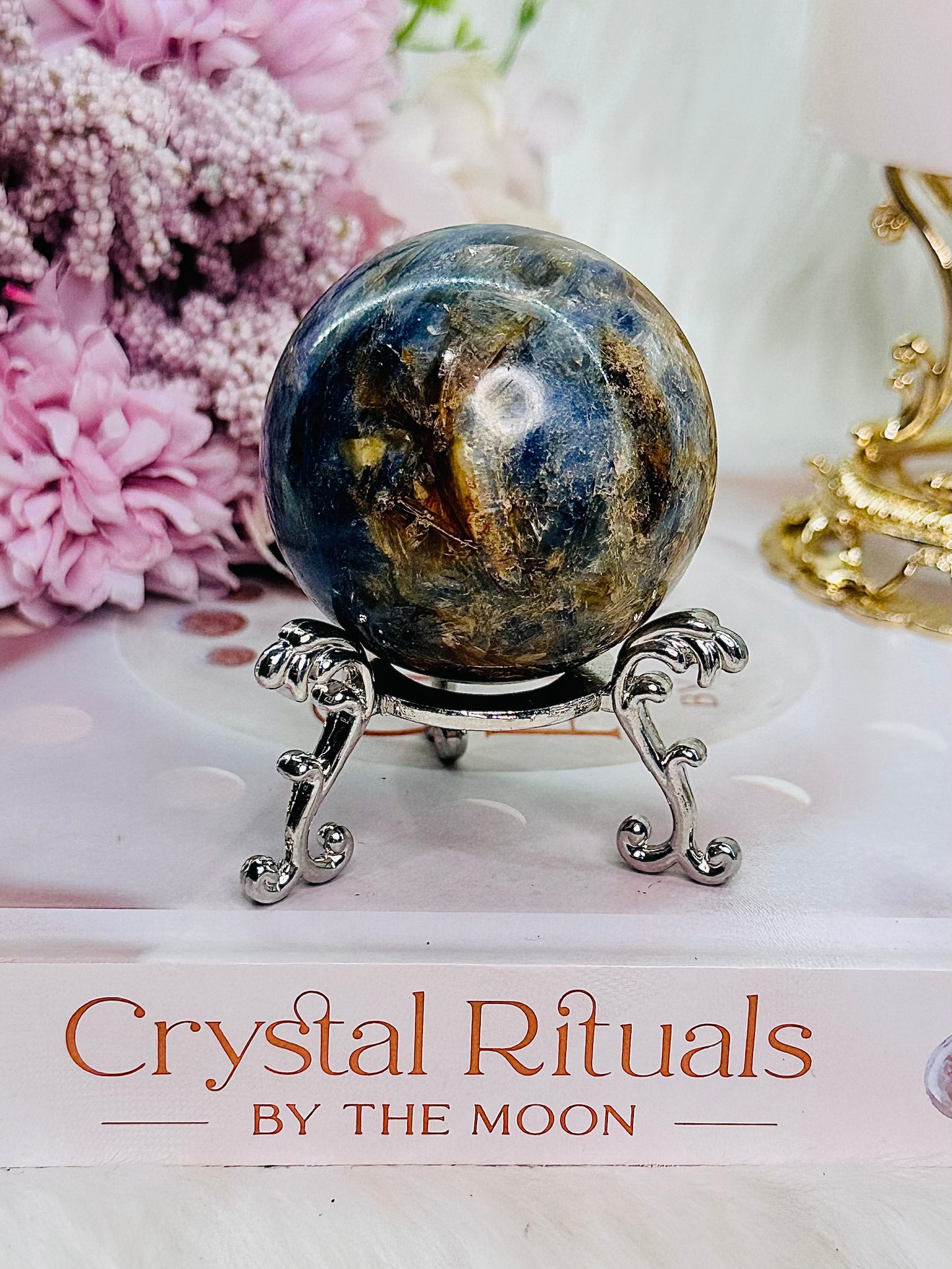 Brings Tranquility ~ Lovely Blue Kyanite Sphere on Stand 223grams