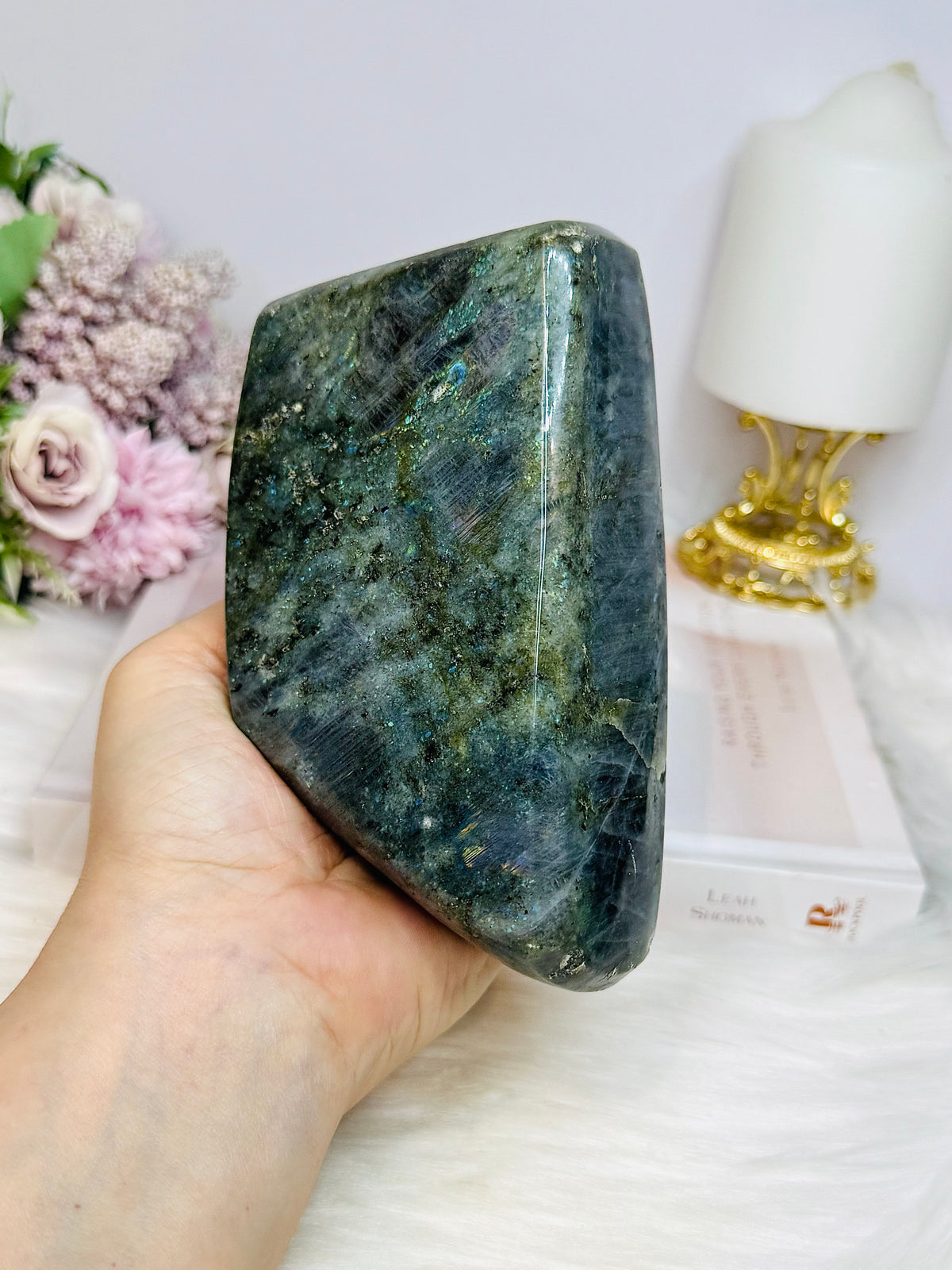 Large Labradorite Freeform Full of Flash 15cm 1.08KG ~ Discounted as chip on edge