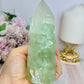 High Grade Light Green Fluorite Tower with Rainbows 14cm 551g