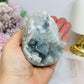 Large Blue Celestite Egg On Stand 521g