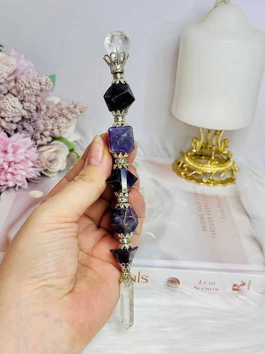 Magical Large Amethyst Geometric Wand 18cm