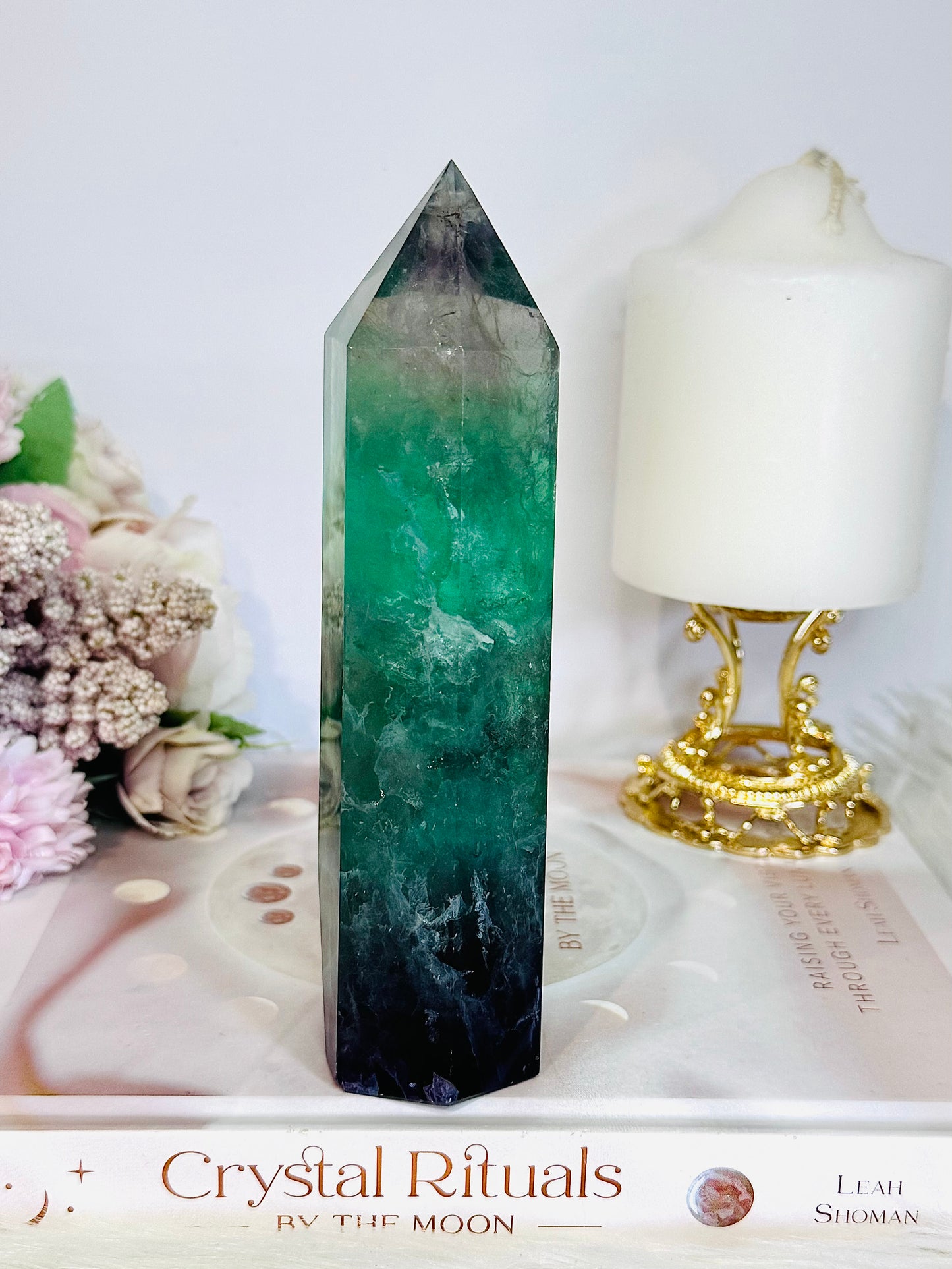 Incredibly Gorgeous Chunky Large Fluorite Tower 16cm