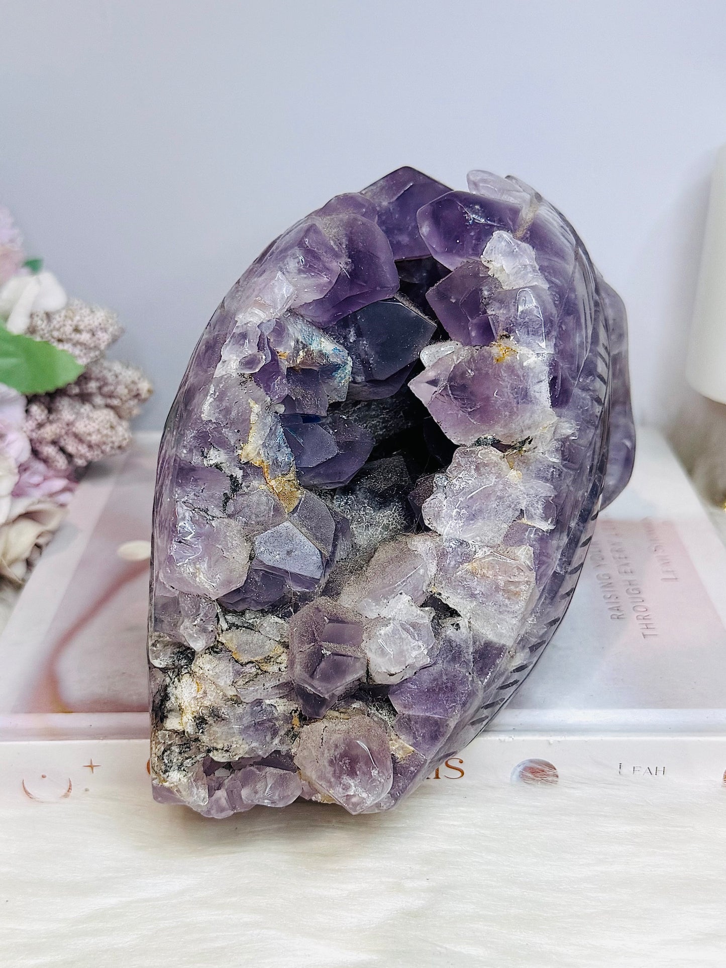 Huge Amethyst Druzy Carved Skull 18.5cm 2.46KG