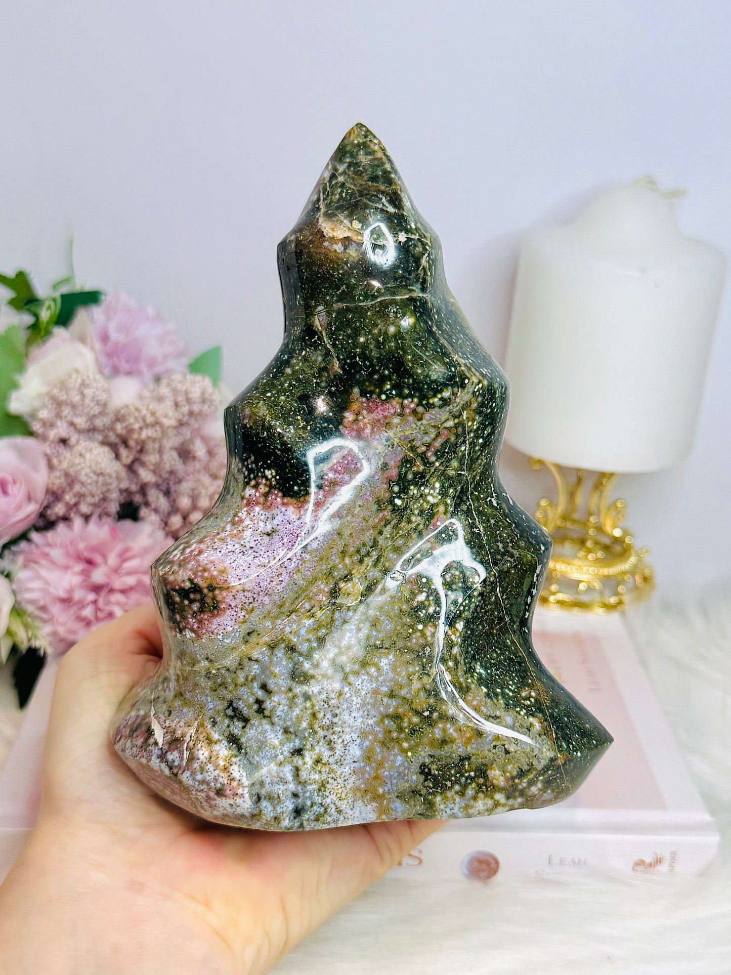 Huge Ocean Jasper Carved Flame | Freeform 17cm 1.14KG