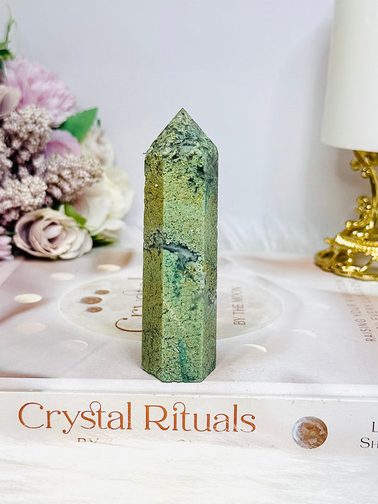Moss Agate Tower 9cm