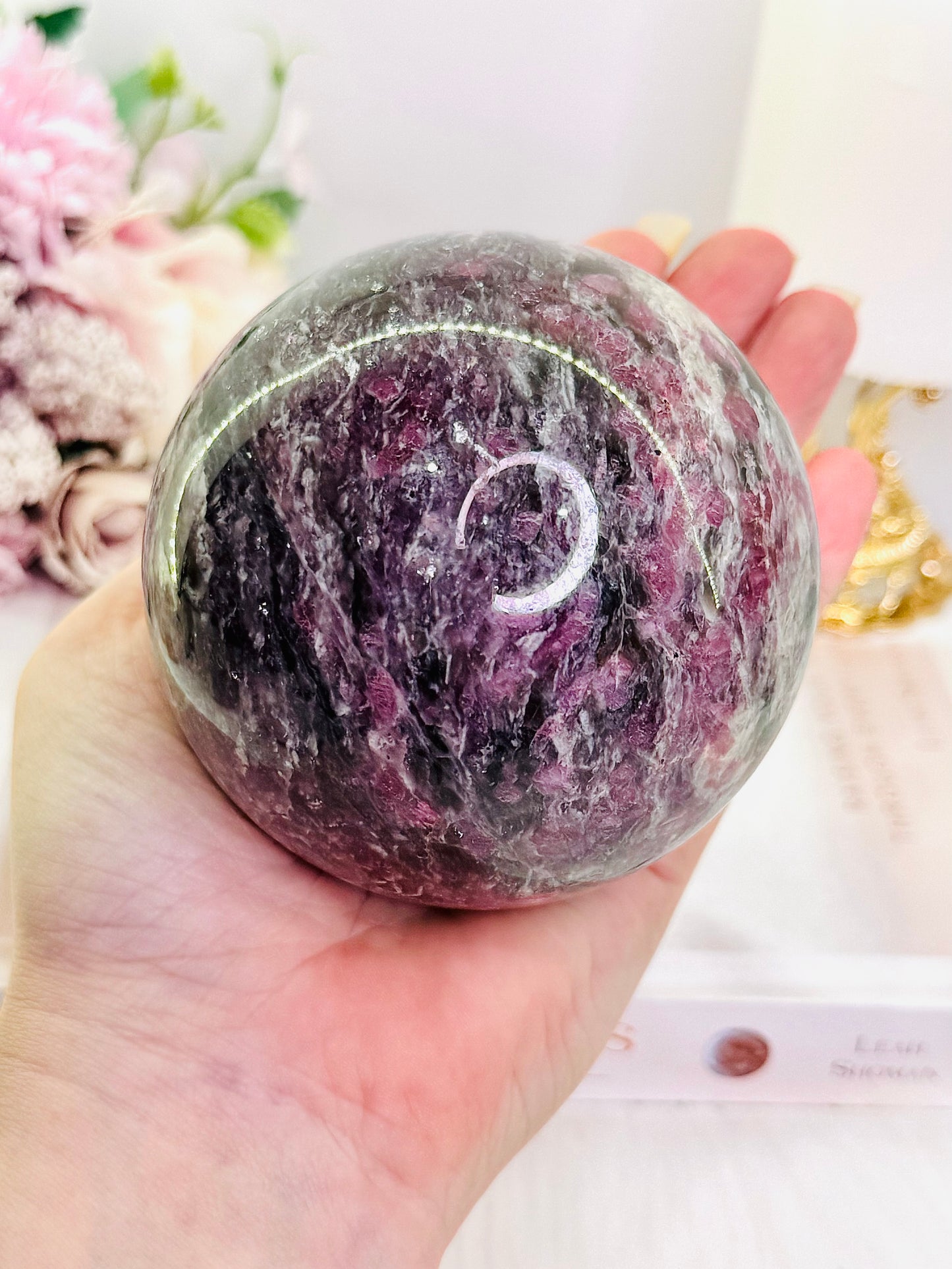 Large High Grade 624gram Pink Tourmaline Sphere On Stand