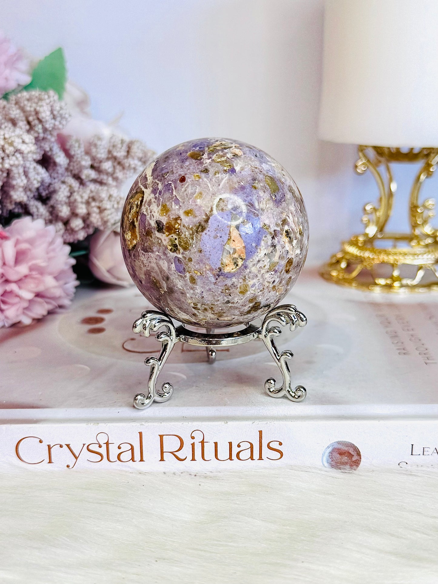 Opalised Fluorite (Tiffany Stone) Sphere on Stand 239g