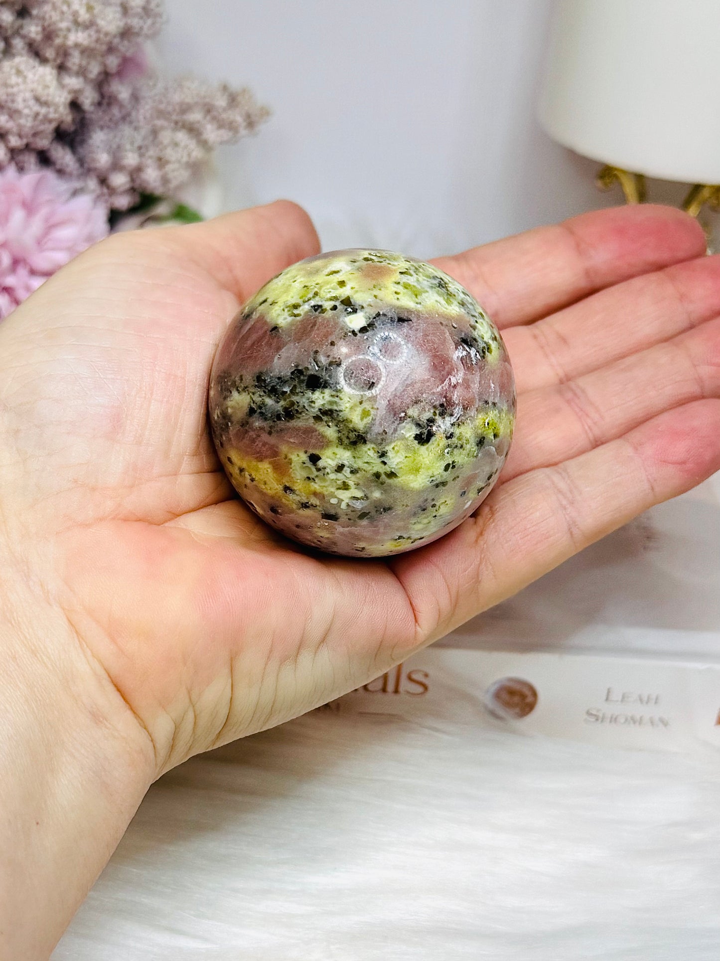 Peach Blossom Tourmaline Sphere On Stand 180g