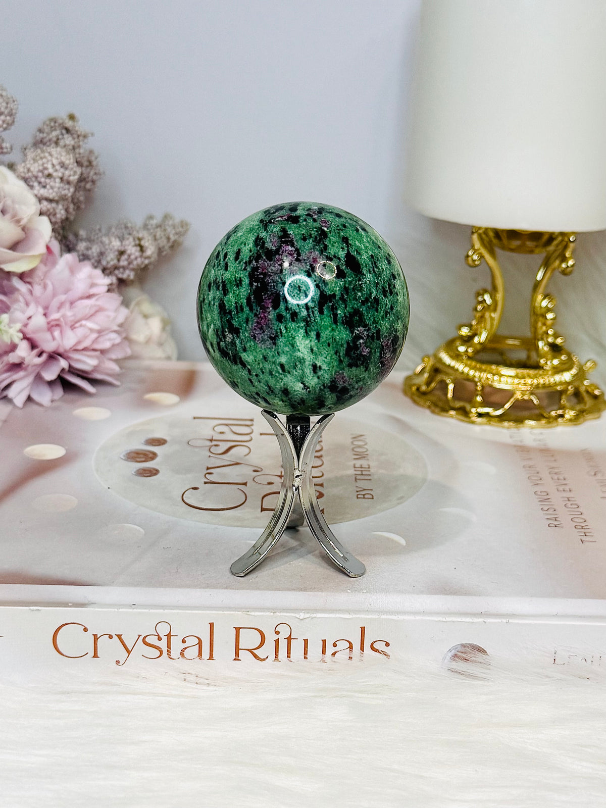 Ruby Zoisite Sphere on Stand 213g