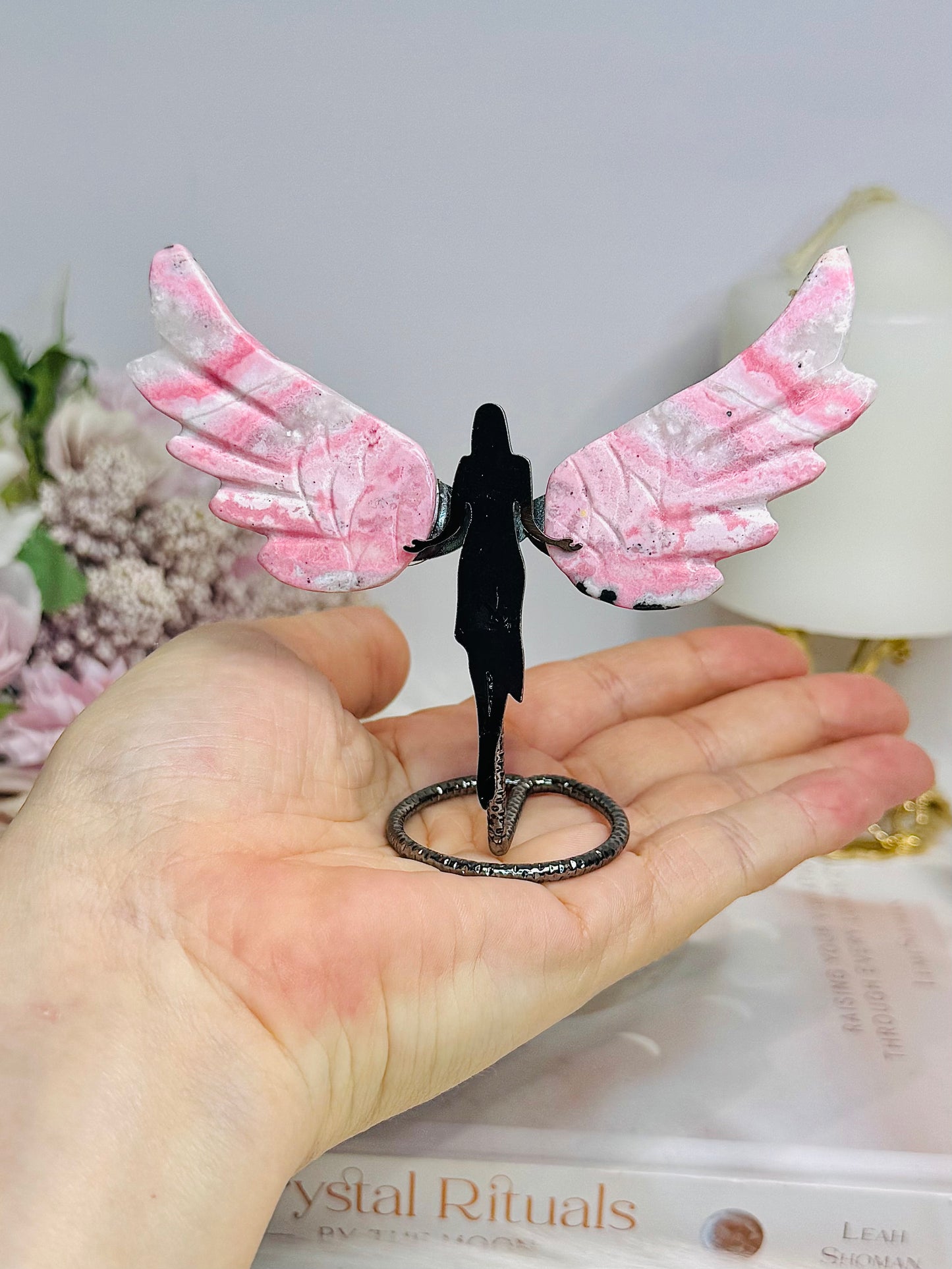 Pink Peruvian Rhodonite Angel Wings 9cm