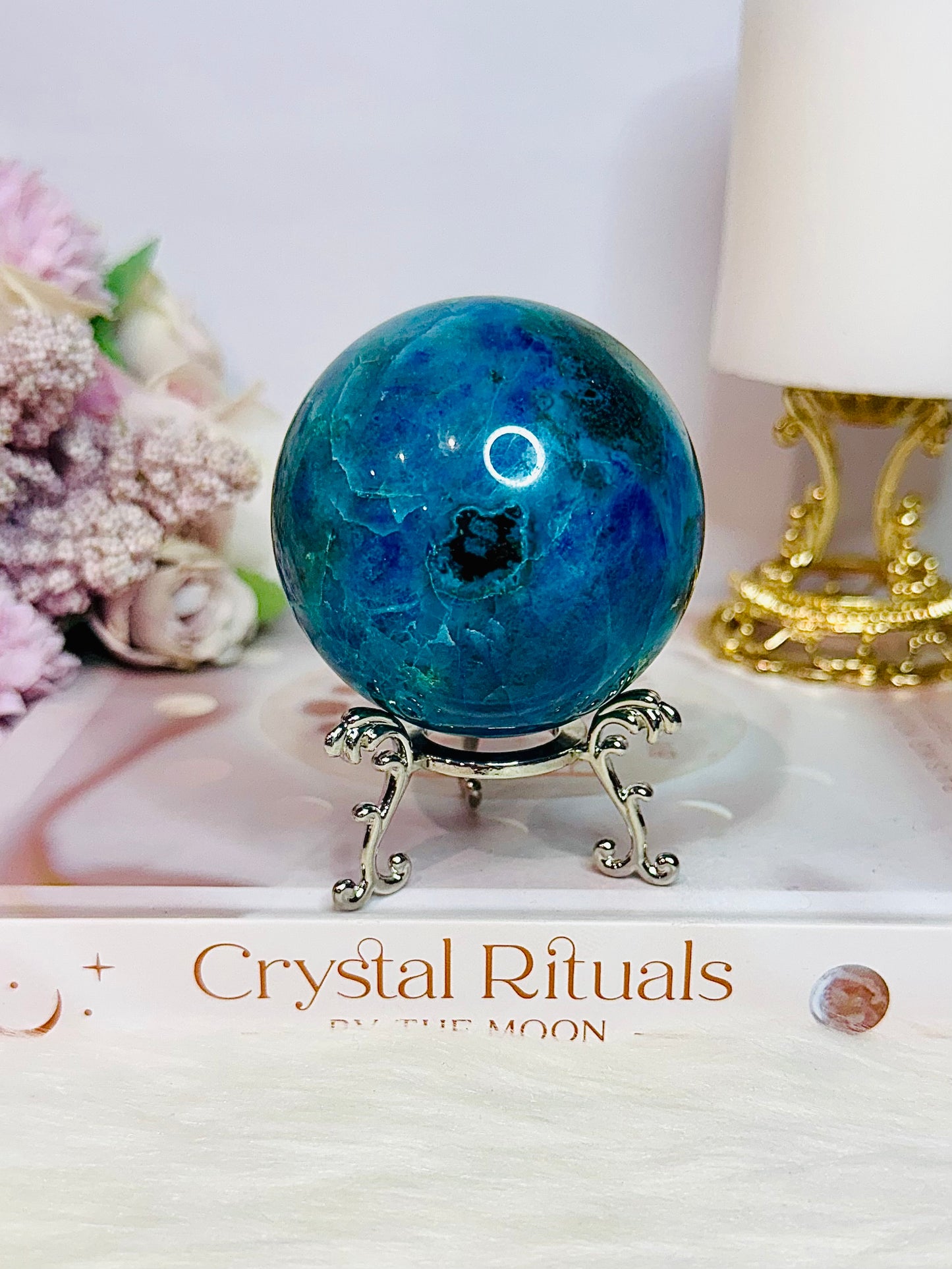 Absolutely Incredible High Grade Chrysocolla Sphere on Stand 329grams