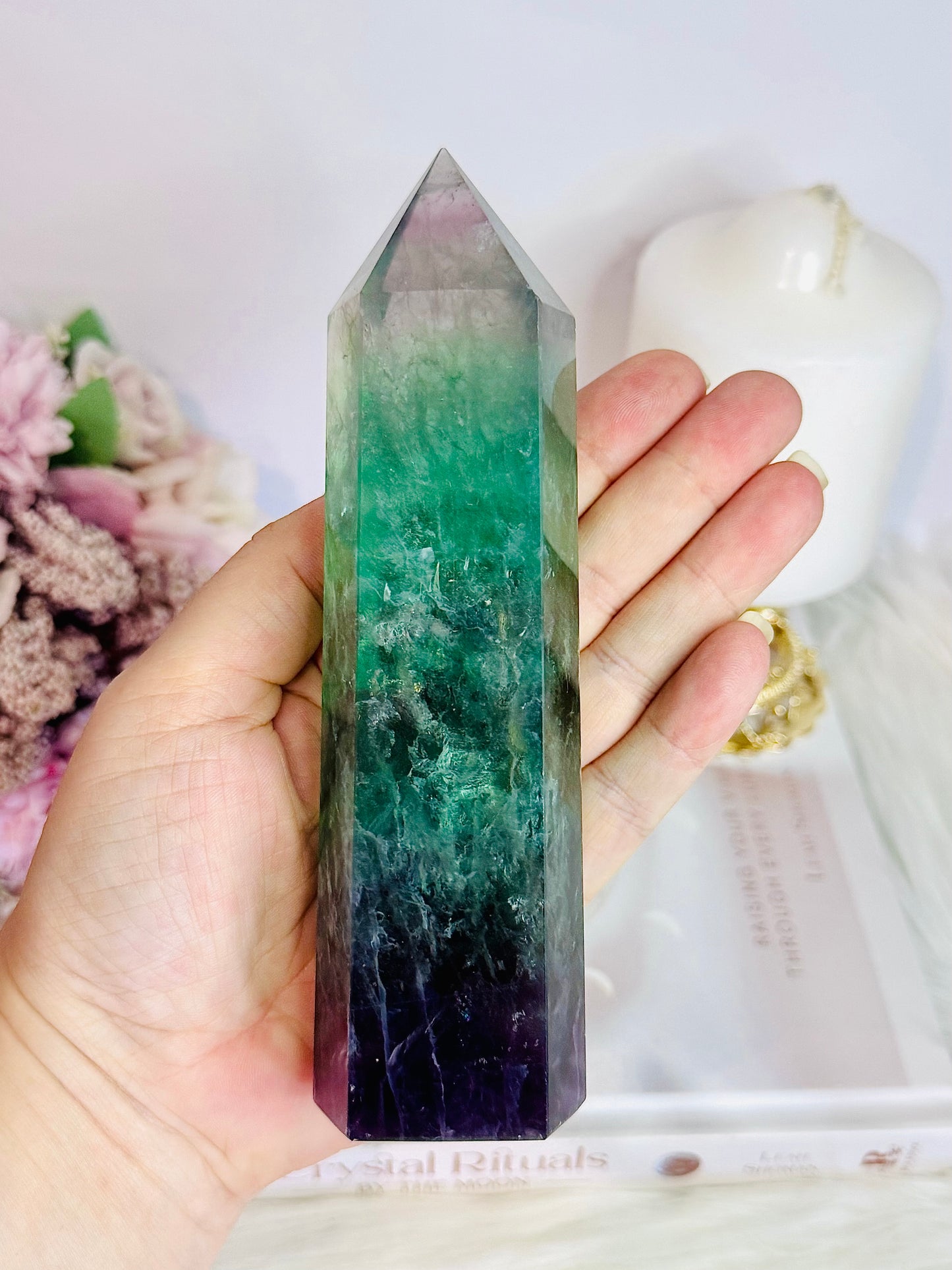 Incredibly Gorgeous Chunky Large Fluorite Tower 16cm