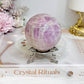 Large Kunzite Sphere on Stand 398g
