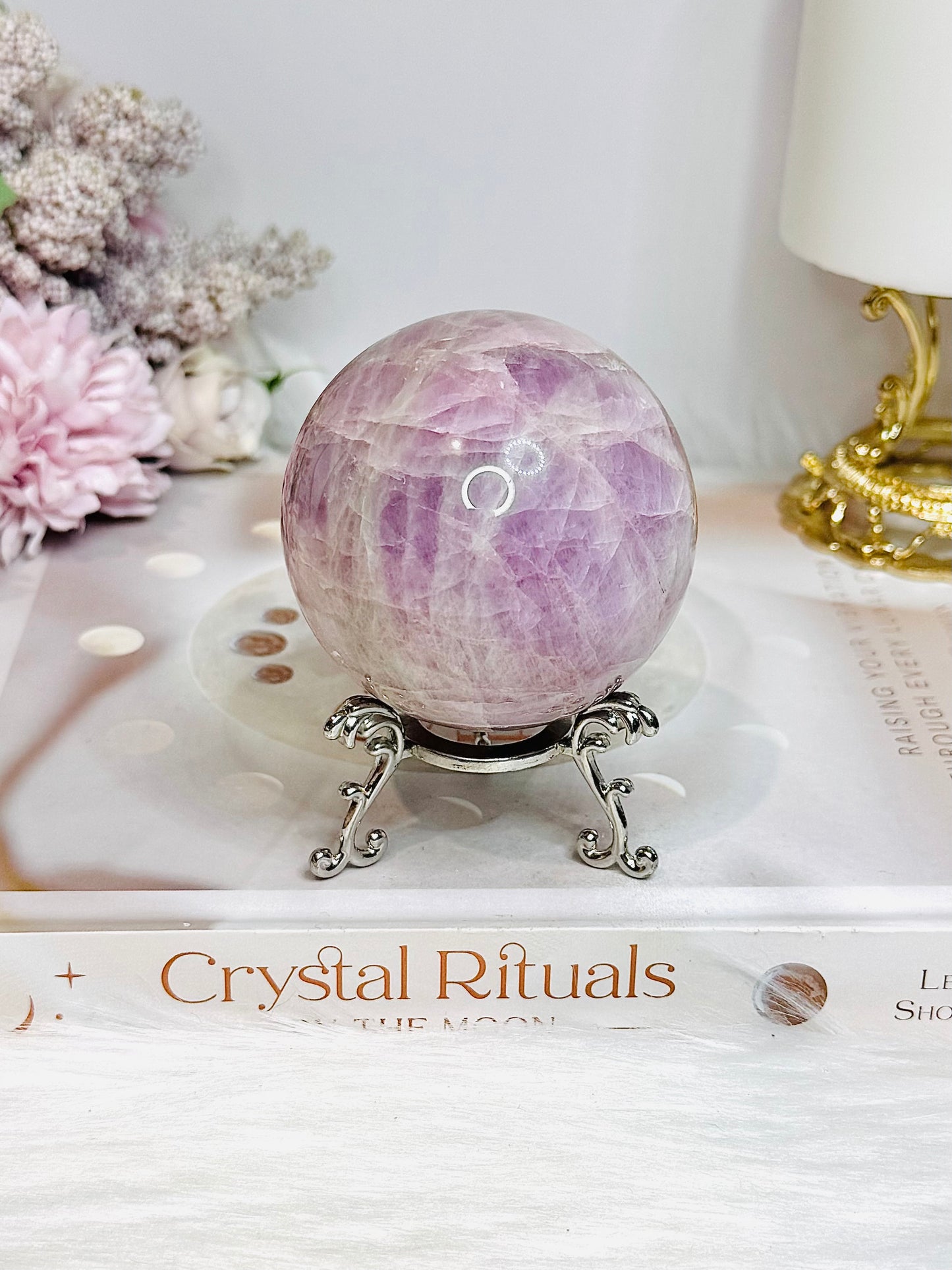 Large Kunzite Sphere on Stand 398g