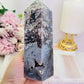 Stunning Large Chunky 14cm 446gram Druzy Purple Moss Agate Tower