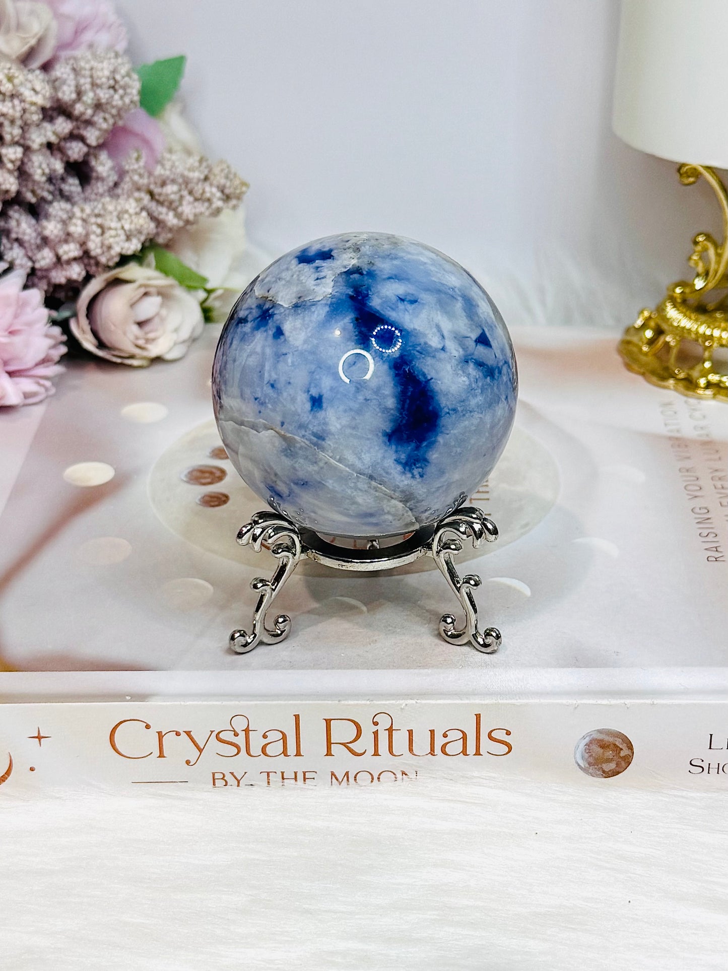 Blue Afghanite Sphere on Stand 277g