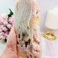 Huge 20cm Chunky 1.2KG Druzy Pink Amethyst Slab | Platter from Argentina On Stand