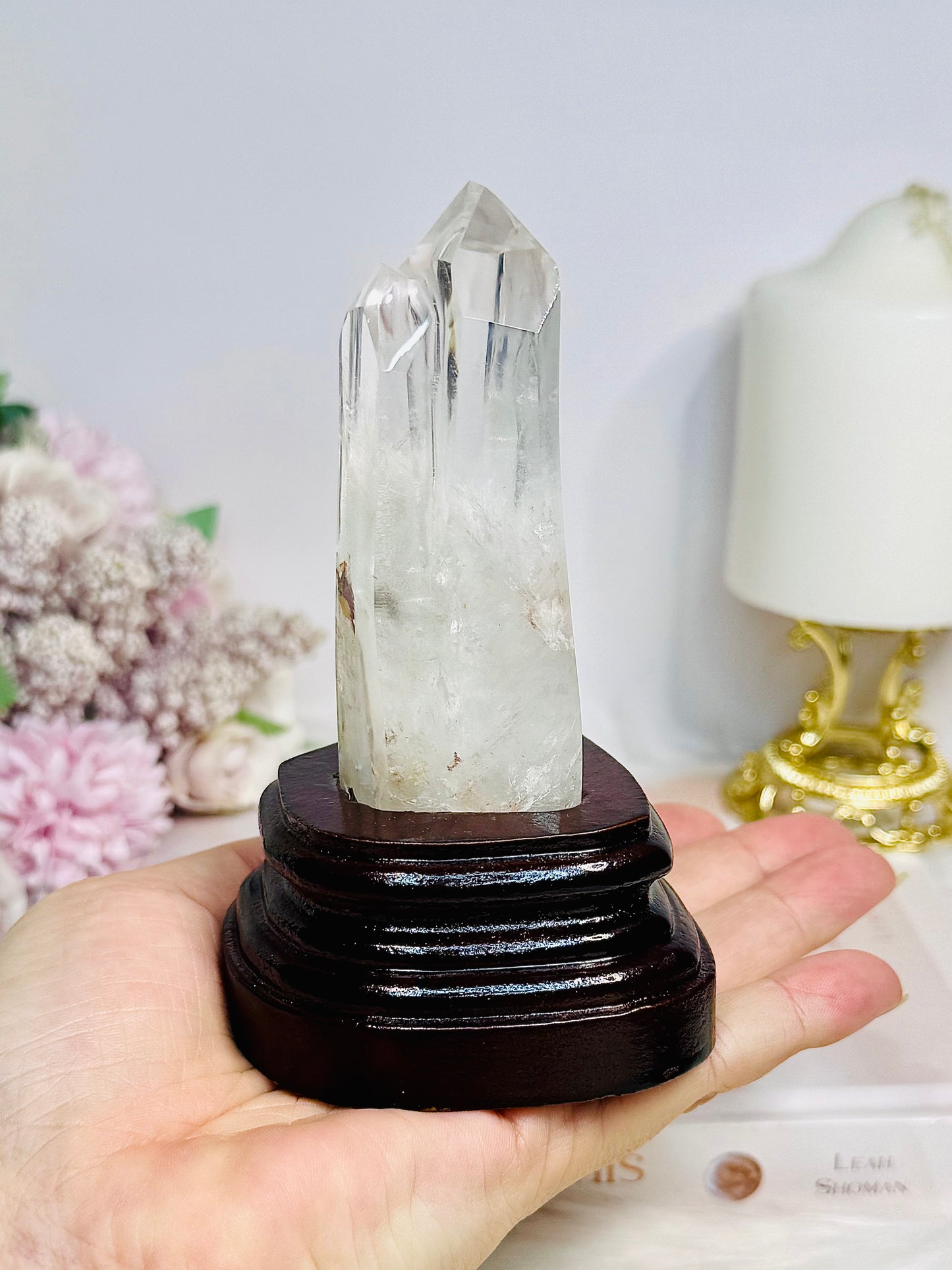 Natural Double Terminated Point On Timber Stand 12cm