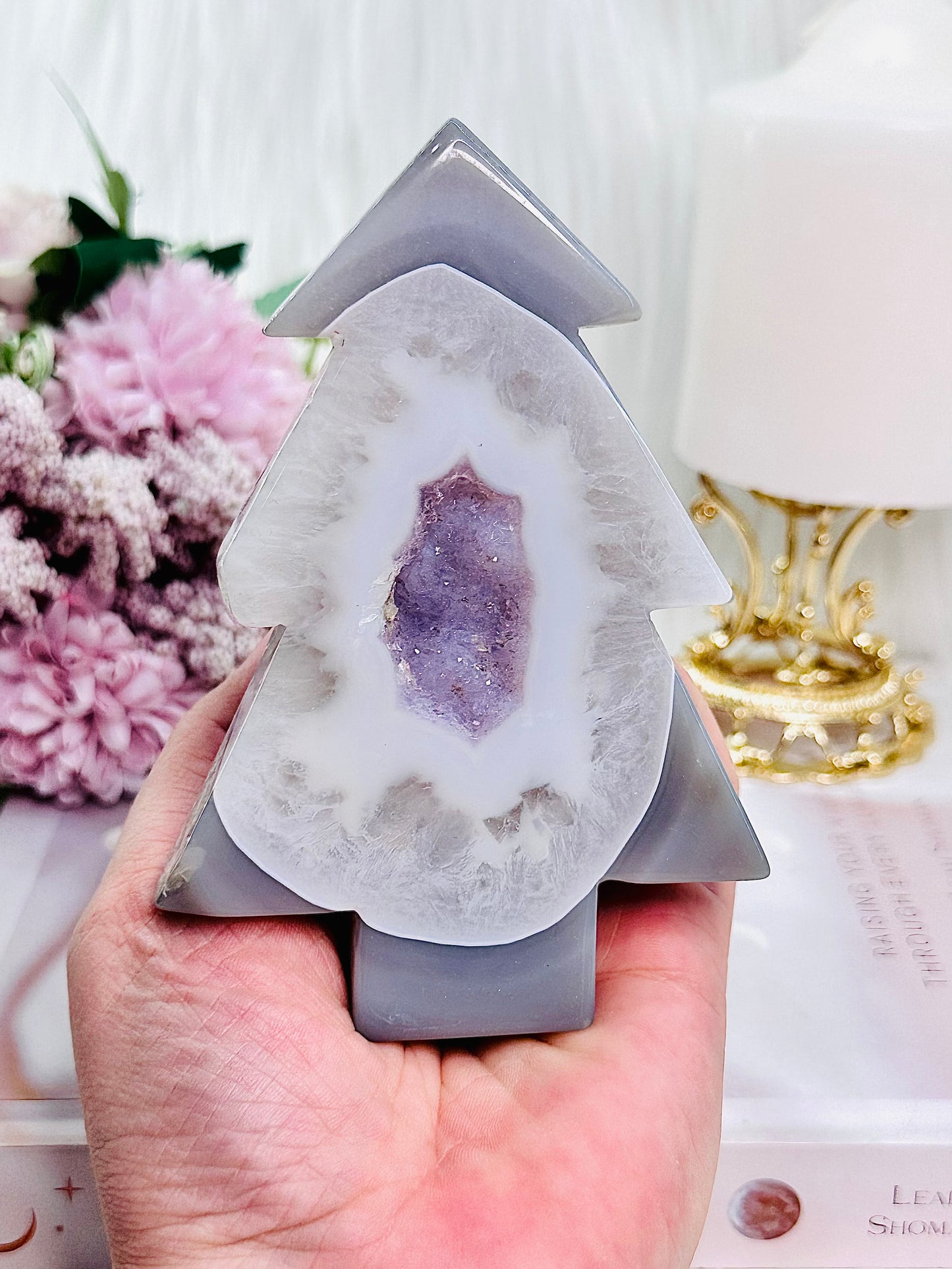 For The Most Wonderful Time Of Year ~ Stunning Druzy Agate Amethyst Carved Christmas Tree From Brazil 12cm