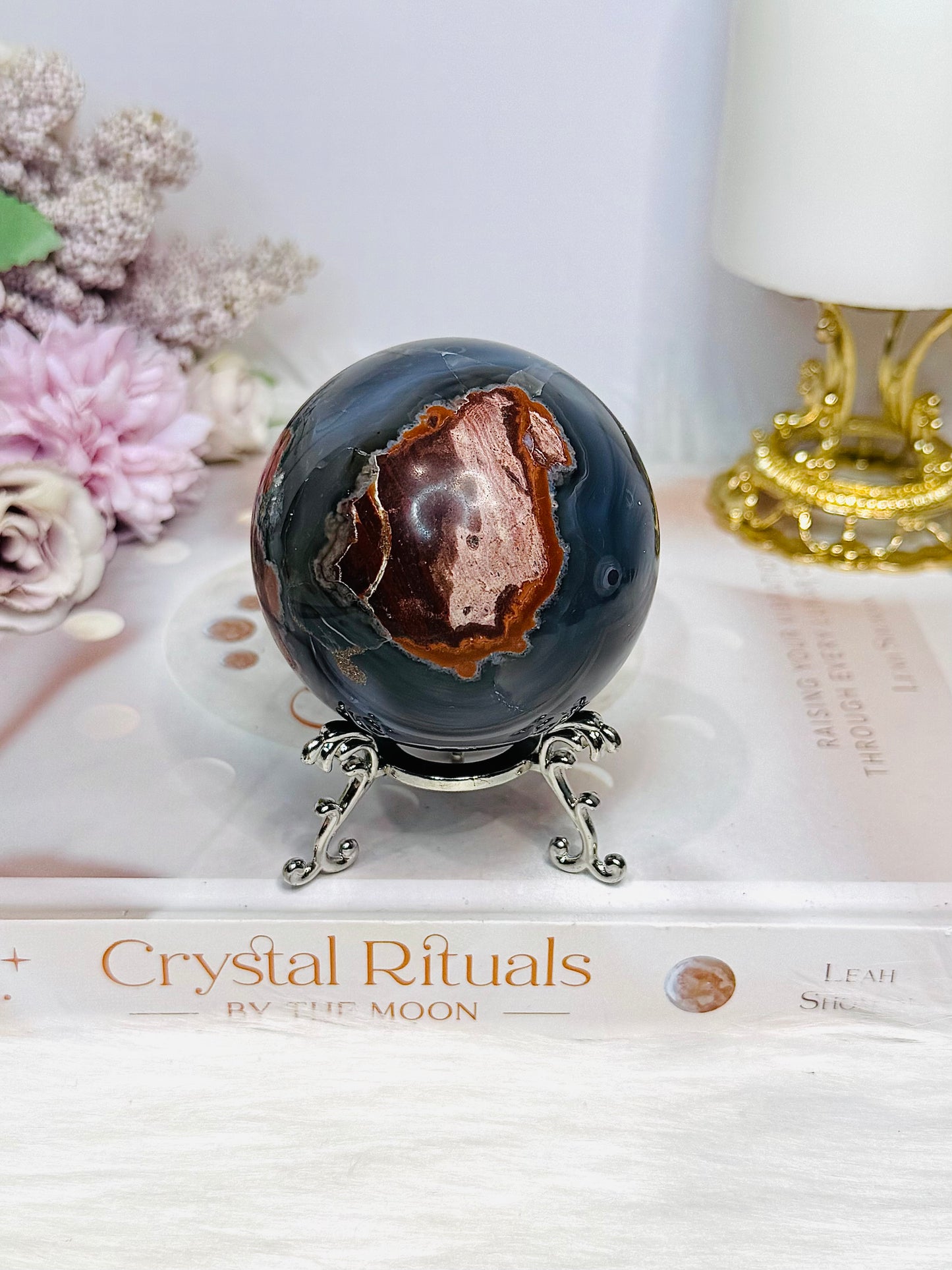 Volcano | Football Agate Sphere On Stand 338g