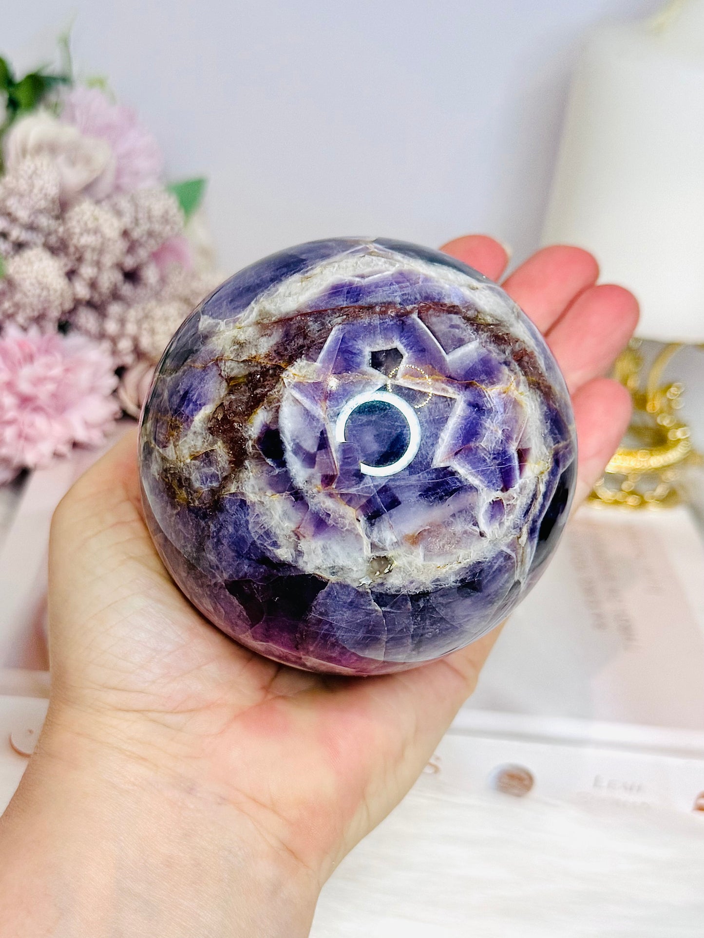 Large Chevron | Dream Amethyst Sphere on Stand 830g