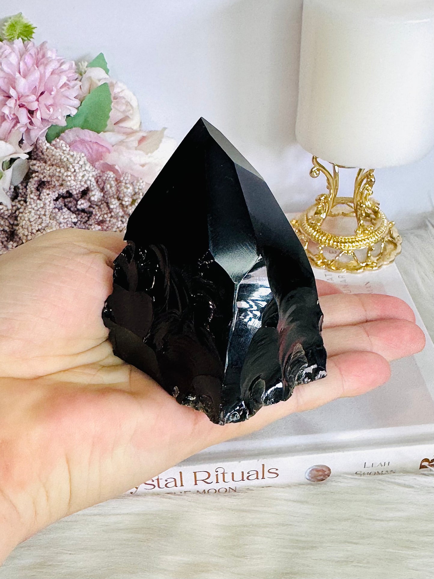 Black Obsidian Rough & Polished Tower 8cm