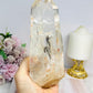 High Grade Clear Quartz Twin | Double Tower with Rainbows on Stand 18.5cm 961g