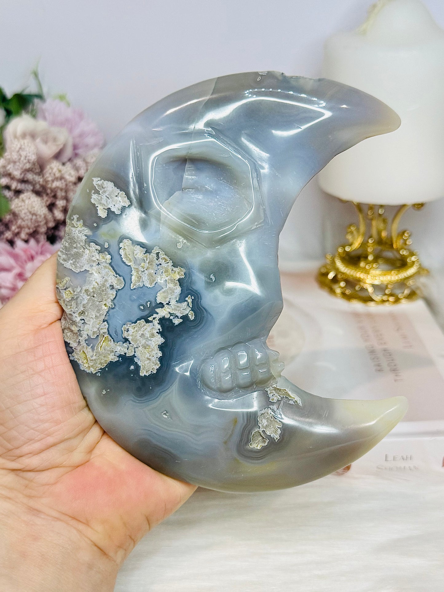 Large Druzy Agate Moon 13.5cm