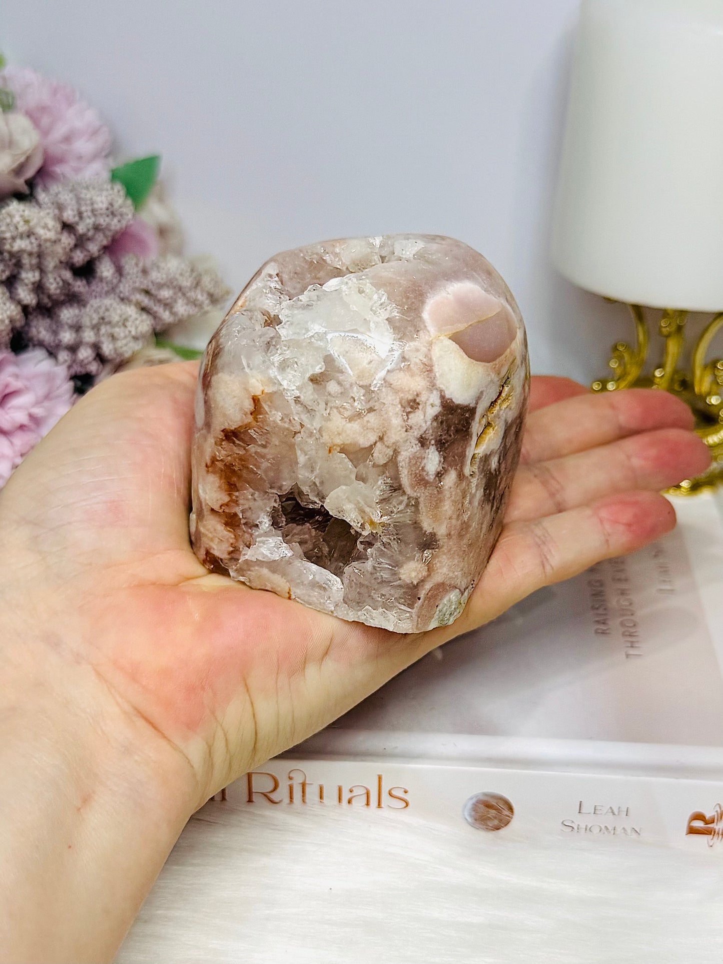 Natural Pink Amethyst Druzy Freeform 451g 7cm