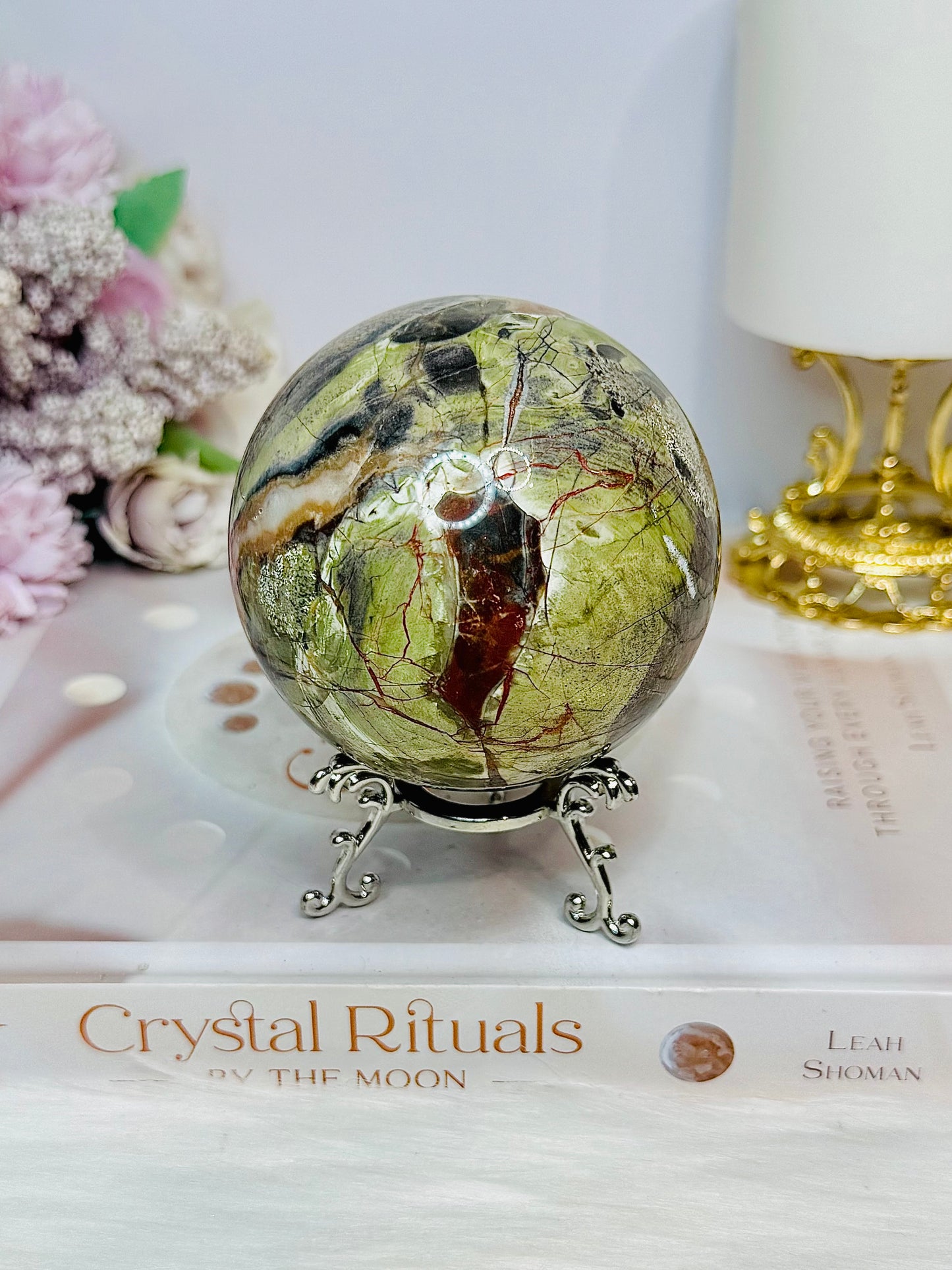 Large Money Agate Sphere on Stand 510g