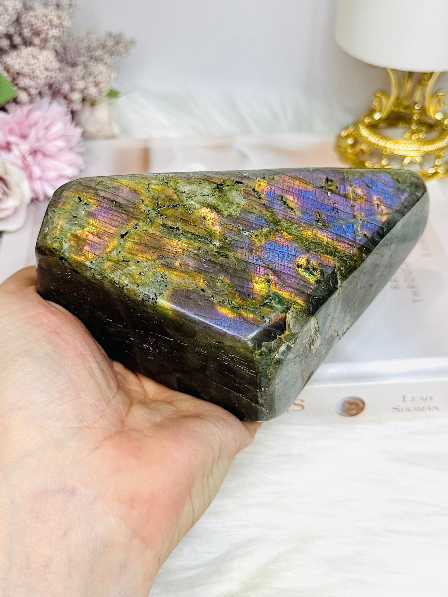 Large Labradorite Freeform with Pink & Purple Flash 847g 13.5cm