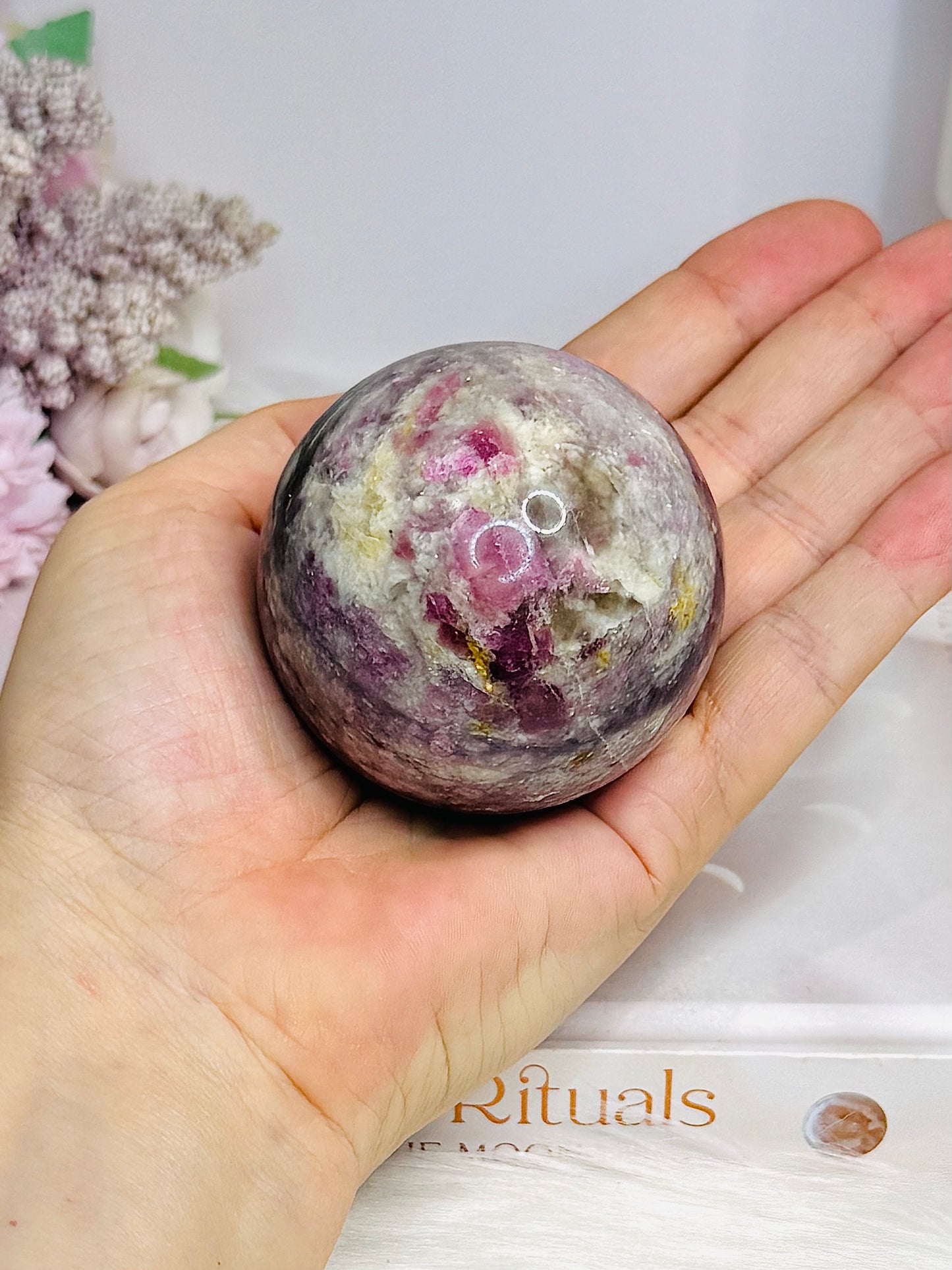 High Grade Pink Tourmaline Sphere On Stand 280g