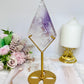 High Grade Amethyst In Quartz Diamond On Stand 21.5cm