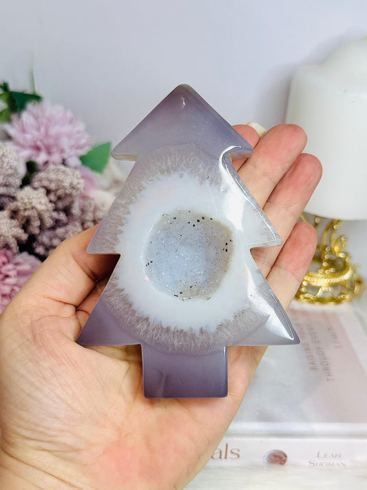 High Grade Sugar Druzy Agate Chunky Christmas Tree 12cm