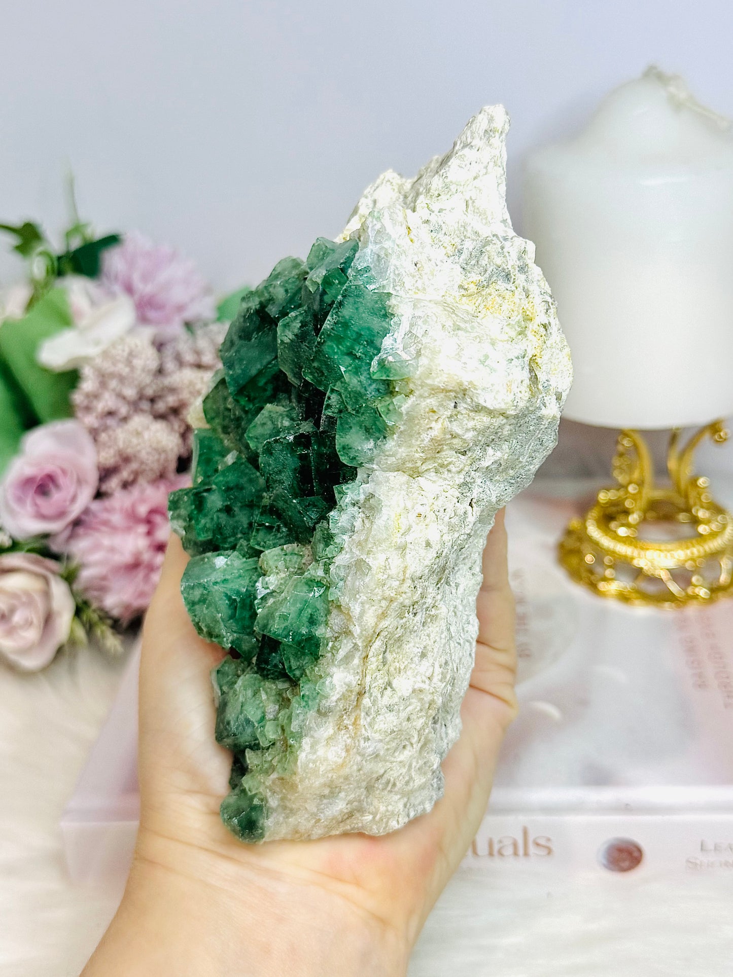 Natural Green Cubed Fluorite Specimen 640g