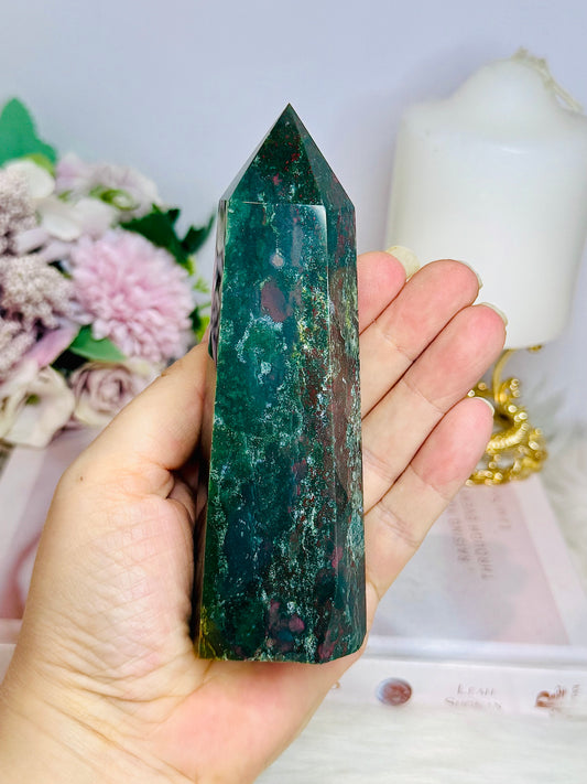 Ocean Jasper Green & Pink Tower 13cm