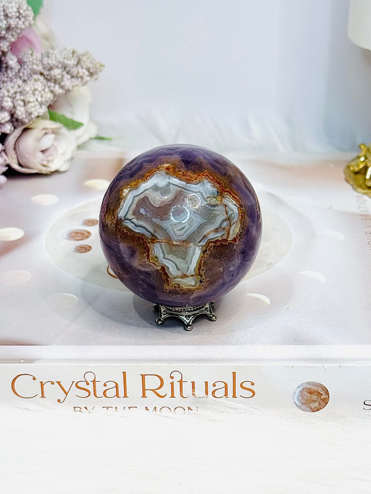 Crazy Lace Amethyst Sphere On Stand 210g