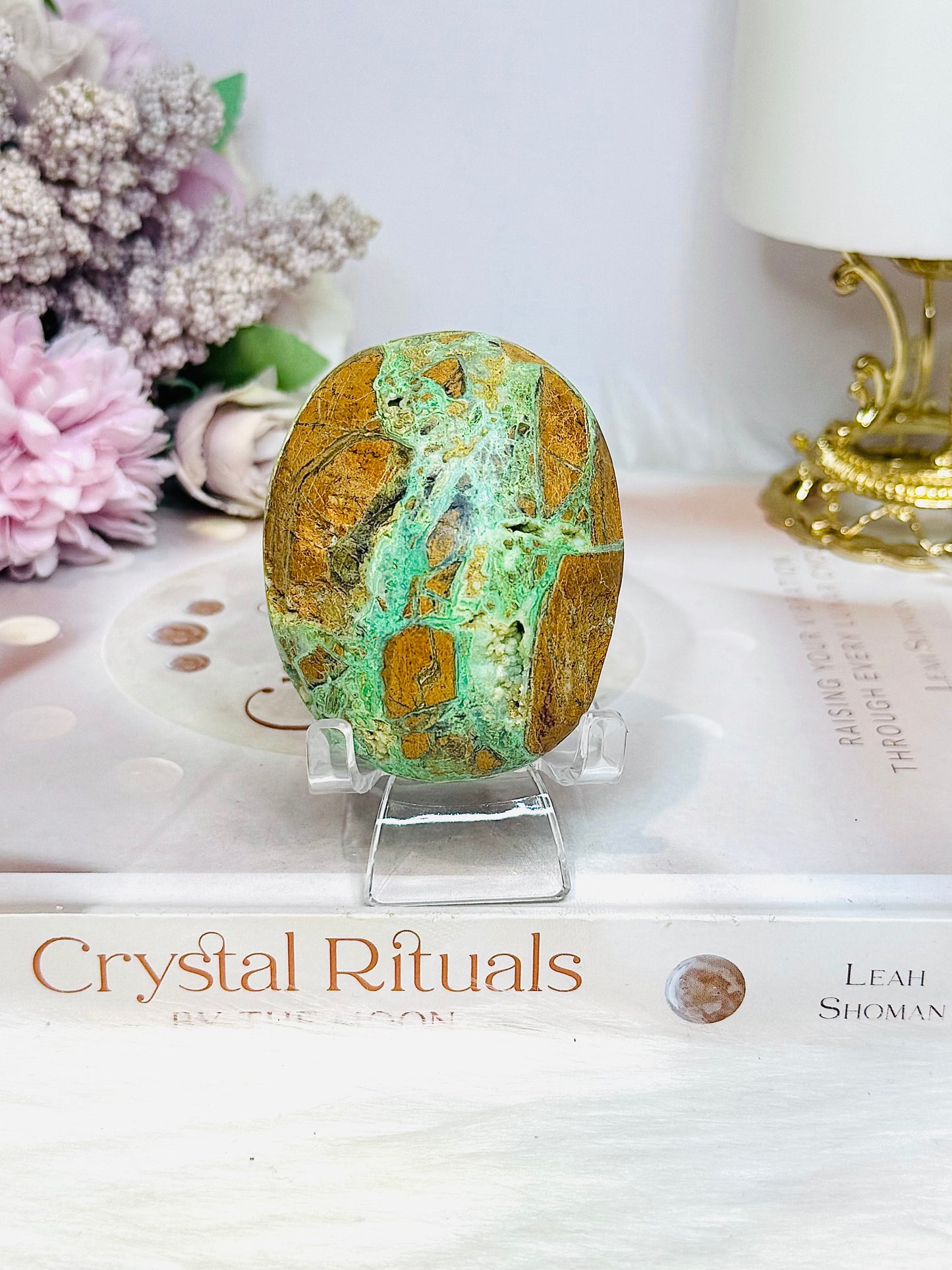 Chunky Large Smithsonite Palm Stone (Stand is display only)