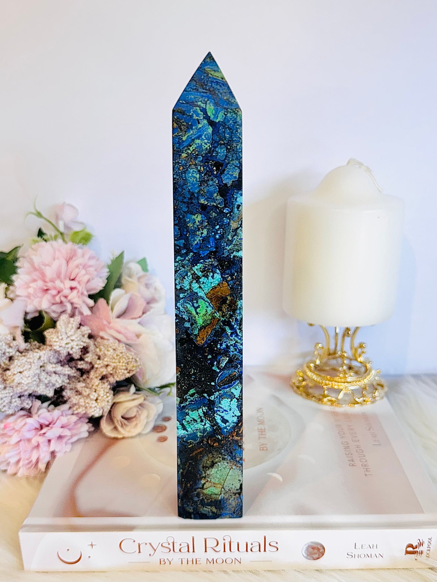 Wow! Incredible Large Azurite with Malachite Tower | Generator 21cm